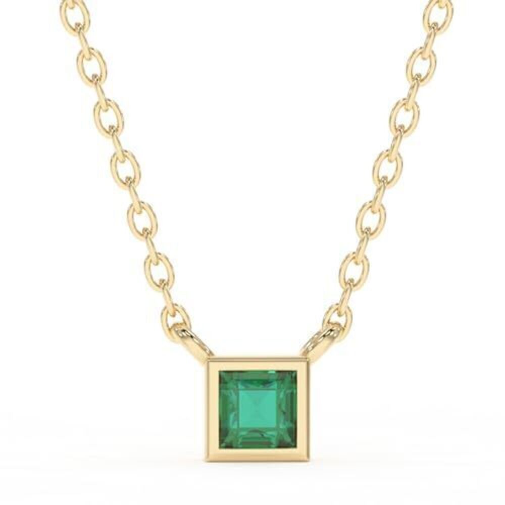 2895 Emerald Necklace , Premium Gold Minimalist Square Necklaces - Tarnish